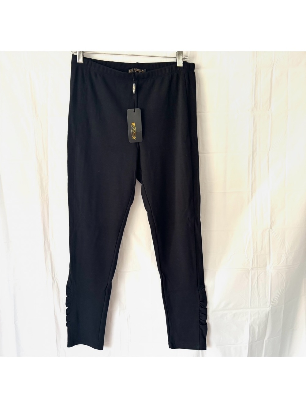 NWT Picadilly Black Straight-Leg Dress Pants Ruched Ankle SZ M - Picture 9 of 9